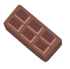 Chocolate bar with simple square blocks, candy dessert vector.