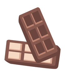 Chocolate bar illustration with rectangular pieces, sweet and simple dessert element.