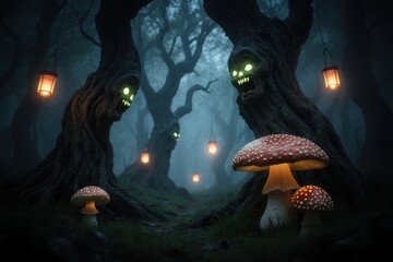 Fototapeta premium Mystical Forest with Spooky Trees