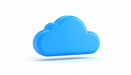 Blue cloud computing 3d icon representing a network data server and internet communication technology