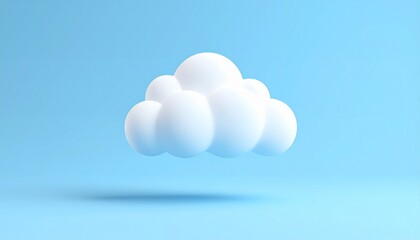 A clouds in 3d icon on a blue sky is a weather symbol for the internet