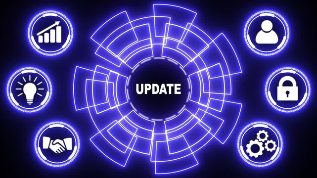 Business, Technology, Internet and network concept. Update software computer program upgrade. glowing animation.