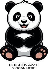 Cartoon cute panda logo icon vector .