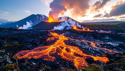 Volcanic Eruption Iceland Lava Flow.