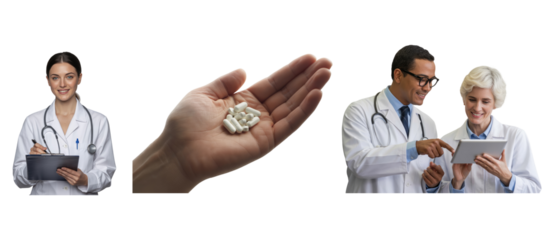 Female doctor holding clipboard and pen with hand holding white isolated on white transparent background png jpg business people clipping path cutout 2025 2026 4k full hd poster banner label download