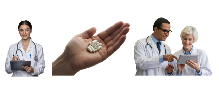 Female doctor holding clipboard and pen with hand holding white isolated on white transparent background png jpg business people clipping path cutout 2025 2026 4k full hd poster banner label download