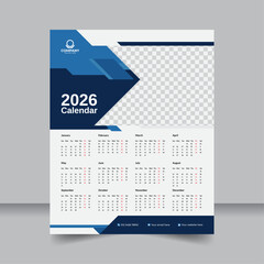 Professional Wall Calendar Template for 2026, Happy New Year Design, Elegant and Minimalist
