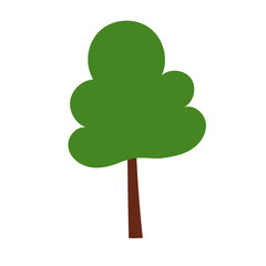 One simple tree. Drawing for kids background. Vector isolated on white