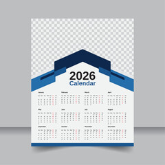 Happy New Year 2026, Creative Wall Calendar Template, Clean and Stylish Modern Design
