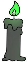 Black Candle with Green Flame on Halloween Night