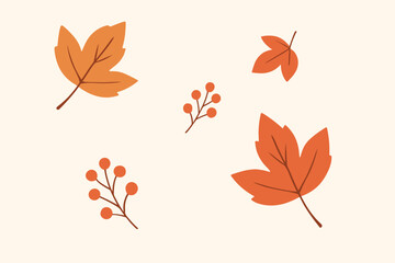 Fototapeta premium Minimalist autumn leaves vector – simple fall foliage design for seasonal projects