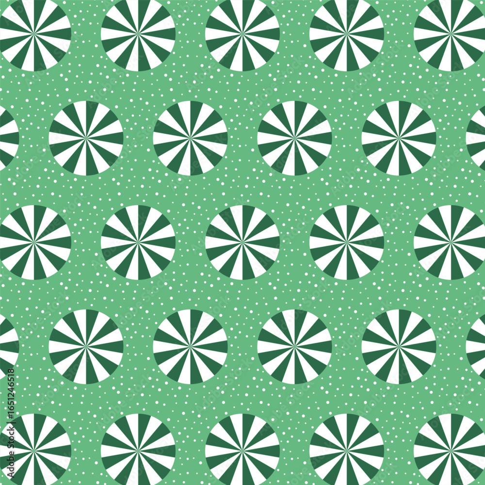 Wall mural christmas seamless pattern.seamless geometric pattern with polka dots isolated on light green backgr