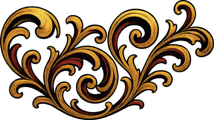 Ornamental flourishes vector: intricate swirling motif design with elegant curves for decor