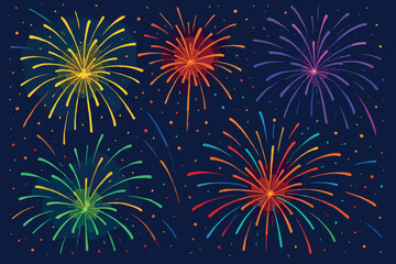 Fototapeta premium Vibrant diwali fireworks vector | colorful festival celebrations and night sky bursts