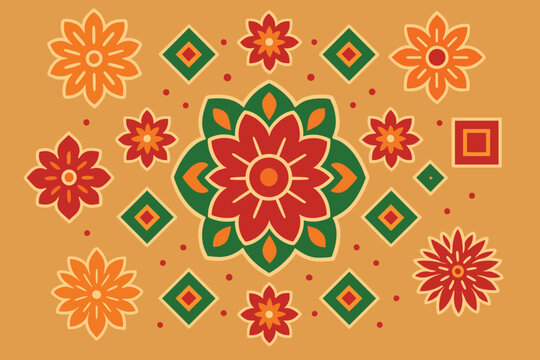 Colorful rangoli patterns vector for festive decoration and traditional art design