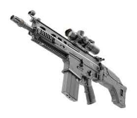 Military action rifle display digital view isolated on transparent background