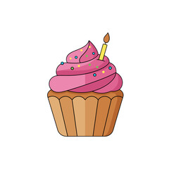 Pink Birthday cupcake with candle