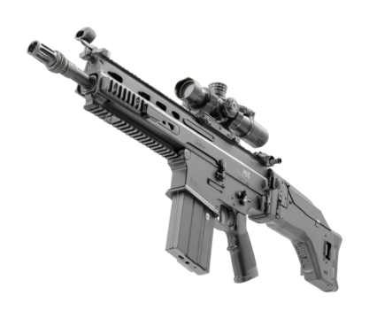 Military action rifle display digital view isolated on transparent background