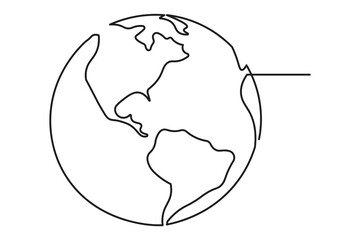 Earth minimalist style one line continuous abstract outline drawing art illustration