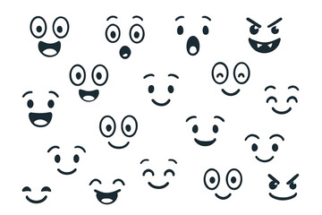 Fototapeta premium Playful cartoon faces vector | fun, expressive, simple emoji collection for creative design