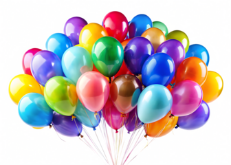 a bunch of balloons with a bunch of balloons  isolated on white background ,PNG.AI Generated.