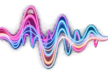 Abstract neon color visual music wave frequencies rhythm PNG transparent background isolated graphic resource