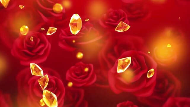 Rose Diamond Rain Romantic Valentine's Day Stage Background