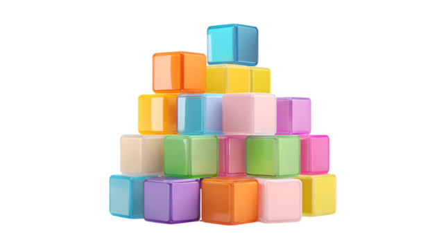 Colorful blocks stacked pyramid shape vibrant hues playful design