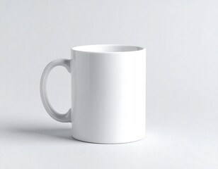 Fototapeta premium Blank White Ceramic Mug on Light Gray Background.