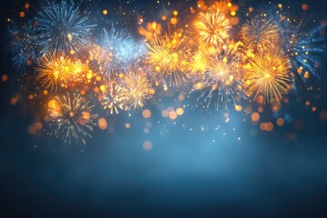 Fireworks display against a dark blue backdrop