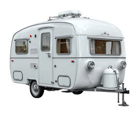 Naklejka premium Vintage camper trailer adventure vehicle nature isolated on transparent background