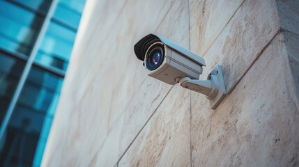 Security camera mounted on a building wall.