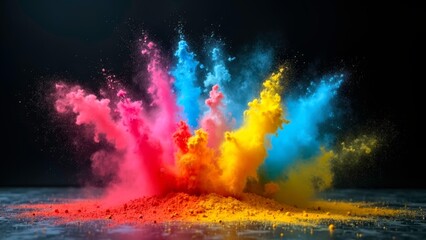 Color powder explosion screen display