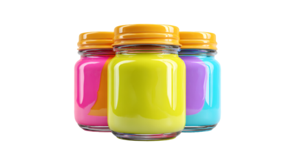 Colorful drinks in glass bottles with orange caps vibrant colors refreshing beverages