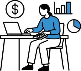 Minimalist finance icon | business, economy, data, analytics, charts, graphic design vector