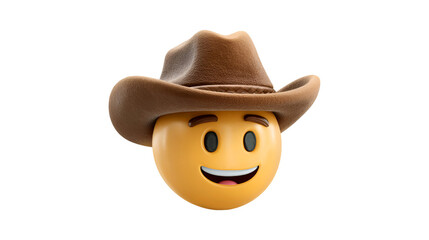 Smiling Emoji Cowboy Hat 3D Render Happy Face Wild West