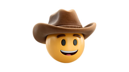 Smiling Emoji Cowboy Hat 3D Render Happy Face Wild West