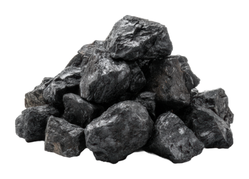 Mining operation coal extraction industrial site aerial view isolated on transparent background