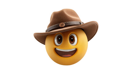 Happy Emoticon Wearing Cowboy Hat Adventure Fun