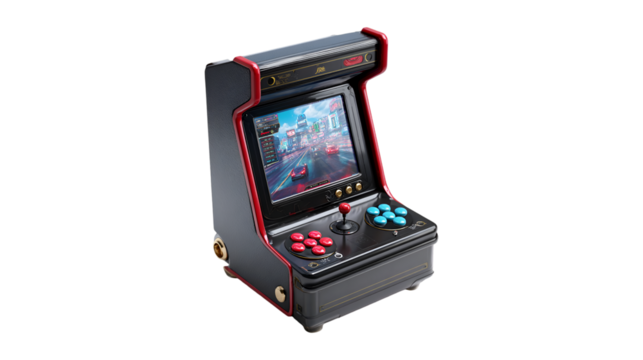 Retro Mini Arcade Machine Classic Gaming Nostalgia Red Black Joystick Buttons