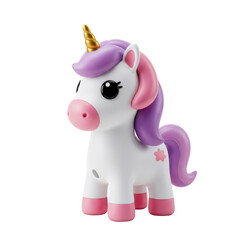 Adorable Cartoon Unicorn Toy Pastel Colors Pink Purple White