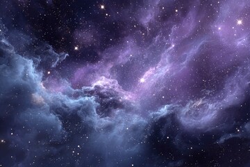 Fototapeta premium Deep space nebula swirls in purple and blue hues