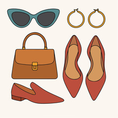 set of female fashion acessiories
