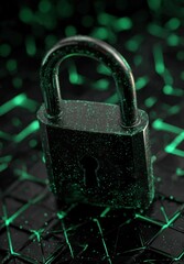Dark lock, glowing green network
