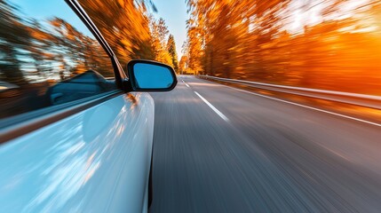 A car driving on an open road, blurred motion, journey, freedom