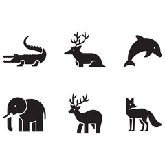 Obraz premium Collection of stylized silhouette animal icons