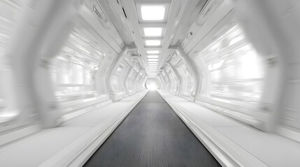 blurred image of a zero-gravity gym interior on a space station