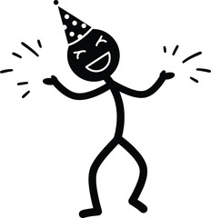 Celebration, Stickman, Birthday Party, Vector Illustration, Fun Environment, Playful Viewpoint, Joyful Concept with Vector Stickman Birthday Theme
