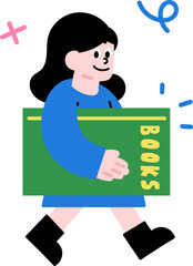 책들고걸어가는여자어린이