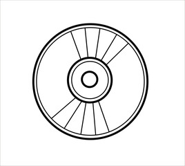 Compact disc comic style element. Music disc. Outline icon. Isolated vector illustration.